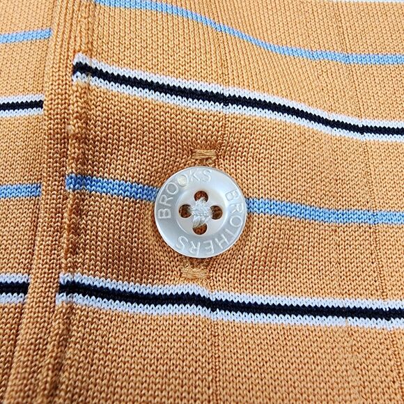 Brooks Brothers Shirt Mens XXL Orange Striped Polo Country Club ProSport Casual - Picture 9 of 16